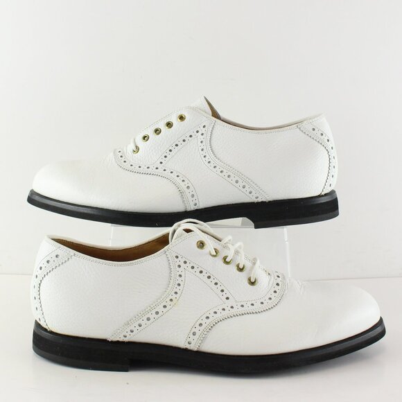 New Johnston Murphy White Leather Oxford Golf Shoes (9 US) main image 9